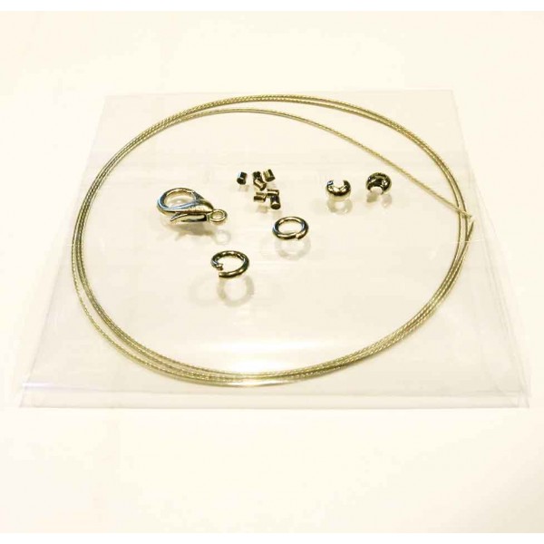 Silberfarben Bastelset für 1 Kette - Schmuckzubehör Set - Leisure-Beads DIY