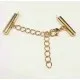 1x KC-goldfarben 20mm Perlenband Verbinder Set mit Karabiner und Kettchen - Schmuckzubehör - Leisure-Beads DIY