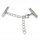 1x silber 20mm Perlenband Verbinder Set mit Karabiner und Kettchen - Schmuckzubehör - Leisure-Beads DIY