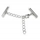 1x silberfarben 20mm Perlenband Verbinder Set mit Karabiner und Kettchen - Schmuckzubehör
