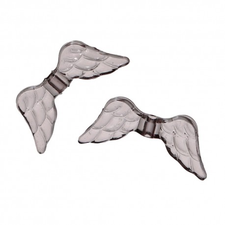 Leisure-Beads - 10x graue Engelsflügel Acrylperlen 20x9mm - Schmuckzubehör Acrylperlen
