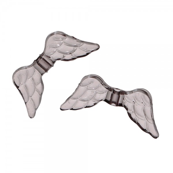 10x graue Engelsflügel Acrylperlen 20x9mm - Schmuckzubehör Acrylperlen - Leisure-Beads DIY