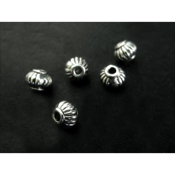 5x silberfarbene 5x5x4mm Metallperlen Kürbis Spacer - Schmuckzubehör Metallperle