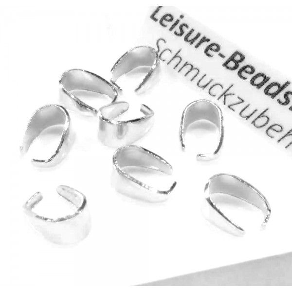 5x hellsilberfarben Collierschlaufe 8x6x4mm Anhängerhaken - Schmuckzubehör Collierschlaufe - Leisure-Beads DIY