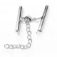1x silber 25mm Perlenband Verbinder Set mit Karabiner und Kettchen - Schmuckzubehör - Leisure-Beads DIY