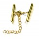 1x goldfarben 25mm Perlenband Verbinder Set mit Karabiner und Kettchen - Schmuckzubehör