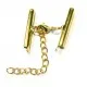 1x goldfarben 25mm Perlenband Verbinder Set mit Karabiner und Kettchen - Schmuckzubehör - Leisure-Beads DIY