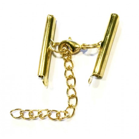 Leisure-Beads - 1x goldfarben 25mm Perlenband Verbinder Set mit Karabiner und Kettchen - Schmuckzubehör