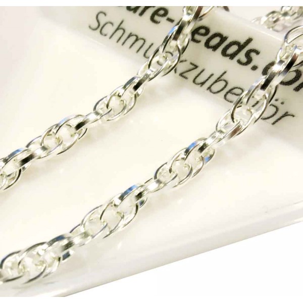 2m hellsilberfarbene Doppelankerkette 3,58mm Breite - Schmuckzubehör - Leisure-Beads DIY