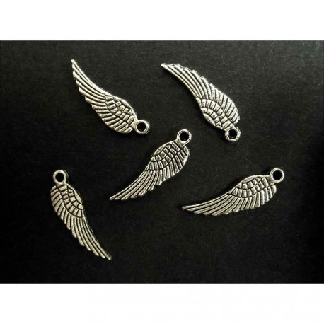 Leisure-Beads - 5x silberfarben Engelsflügel 17x5mm Schmuckanhänger - Schmuckzubehör