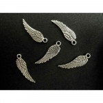 5x silberfarben Engelsflügel 17x5mm Schmuckanhänger - Schmuckzubehör