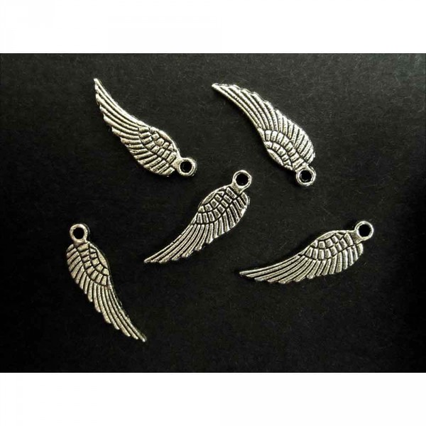 5x silberfarben Engelsflügel 17x5mm Schmuckanhänger - Schmuckzubehör