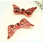 2x rosegoldfarben Engelsflügel Perlen 19x8mm - Schmuckzubehör