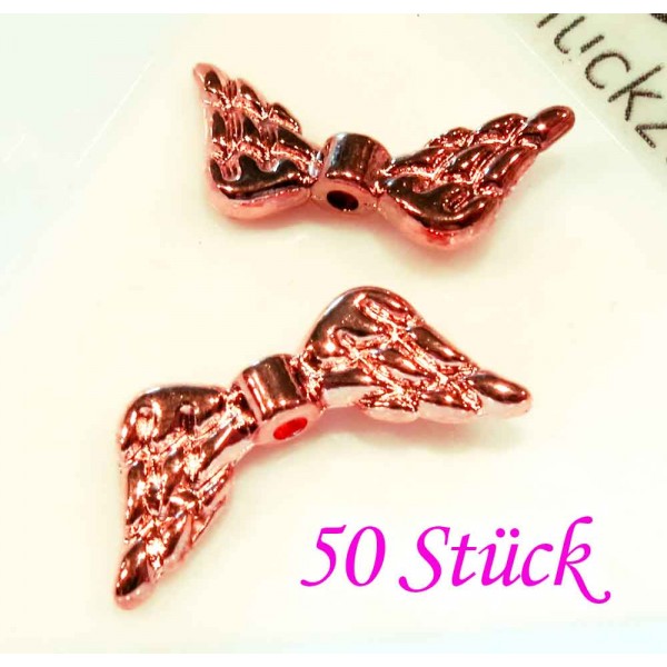 50x rosegoldfarben Engelsflügel Perlen 19x8mm - Schmuckzubehör - Leisure-Beads DIY