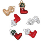 5x Nikolausstiefel 23x14mm emaillierte Weihnachts Anhänger Schmuckanhänger - Schmuckzubehör Weihnachten