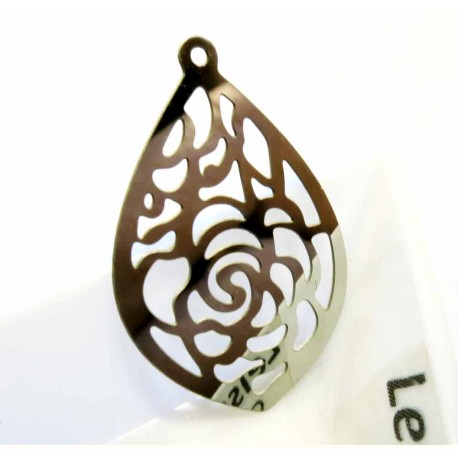 Leisure-Beads - 1x Edelstahlanhänger 23x16mm Tropfenform Ornament - Schmuckzubehör