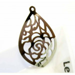 1x Edelstahlanhänger 23x16mm Tropfenform Ornament - Schmuckzubehör