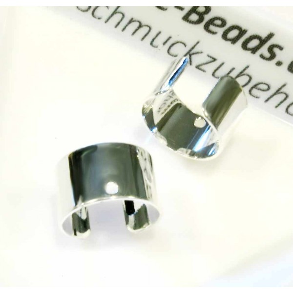 2x versilberte Ohrmuschel Klemme 10x6,2mm - Schmuckzubehör zum Ohr Cuffs basteln - Leisure-Beads DIY