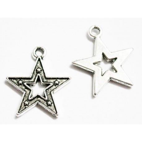 Leisure-Beads - 2x silberfarben Stern Anhänger 18x16mm Schmuckanhänger - Schmuckzubehör Anhänger