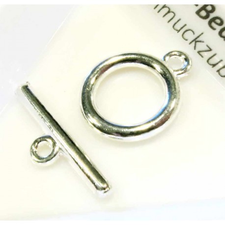 Leisure-Beads - 1x hellsilberfarben Knebelverschluss Ringteil 19x16mm Toggle - Schmuckzubehör Schmuckverschluss