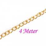 4m goldfarbene Eisenkette 3x4mm Gliederkette Schmuckkette - Schmuckzubehör