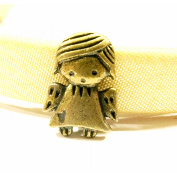 1x bronzefarben Schiebeperle Schutzengel 14x10mm Innen 10x6,5mm Großlochperle Engel - Schmuckzubehör Schiebeperle - Leisure-Beads DIY