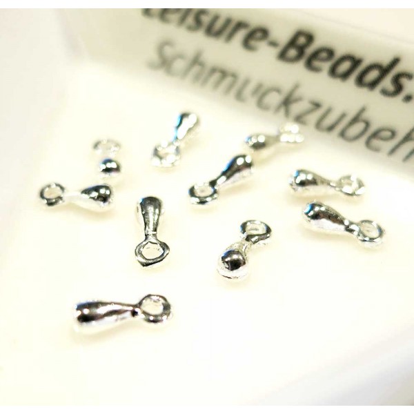 10x hellsilberfarben Anhänger 7x3mm für Verlängerungskettchen - Schmuckzubehör - Leisure-Beads DIY