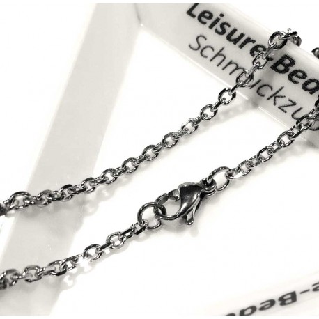 Leisure-Beads - 1x Edelstahl Halskette 45cm x 2mm Gliederkette - Schmuckzubehör