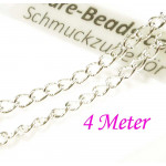 4m hellsilberfarbene Eisenkette 3x4x0,8mm Gliederkette - Schmuckzubehör