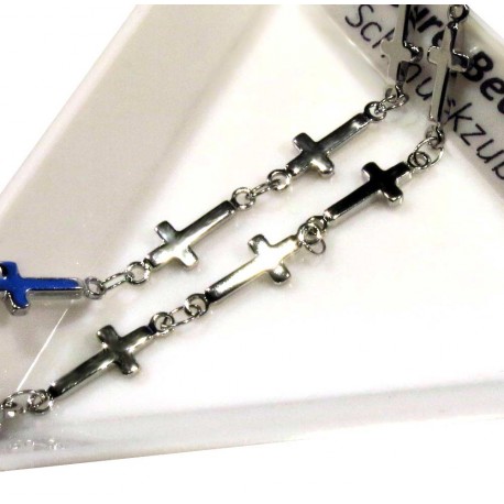 Leisure-Beads - 1m Kreuz Edelstahl Kette 13,5x5x1,5mm silberfarbene Schmuckkette Gliederkette - Schmuckzubehör