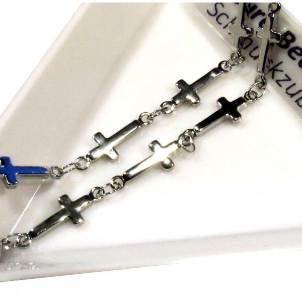 1m Kreuz Edelstahl Kette 13,5x5x1,5mm silberfarbene Schmuckkette Gliederkette - Schmuckzubehör - Leisure-Beads DIY