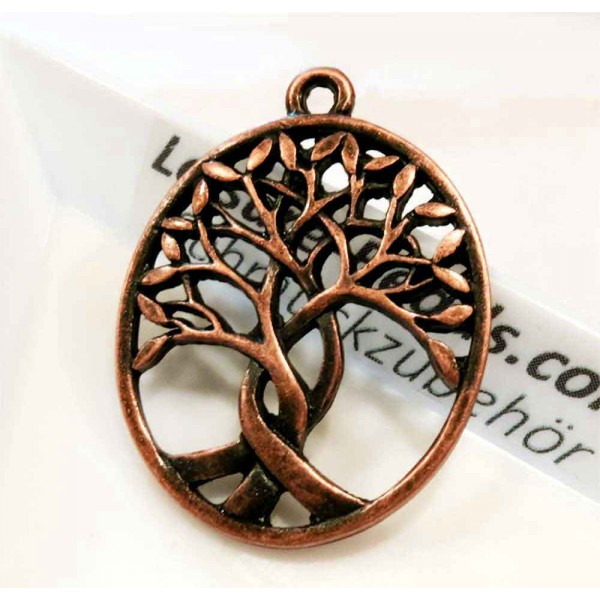 1x kupferfarben Baum Anhänger 31x24mm Schmuckanhänger - Schmuckzubehör - Leisure-Beads DIY