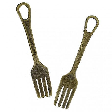 Leisure-Beads - 1x bronzefarben Gabel Anhänger 51x9mm bronzefarben Schmuckanhänger - Schmuckzubehör