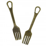 1x bronzefarben Gabel Anhänger 51x9mm bronzefarben Schmuckanhänger - Schmuckzubehör