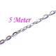 5m silber Kette 5x3mm silberfarbene Schmuckkette Gliederkette - Schmuckzubehör