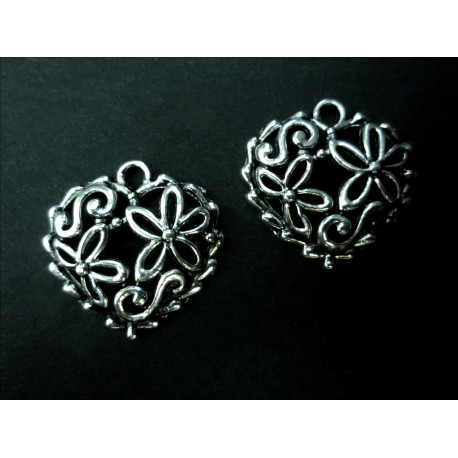 Leisure-Beads - 2x silberfarben Herz Anhänger 20x20mm Schmuckanhänger - Schmuckzubehör