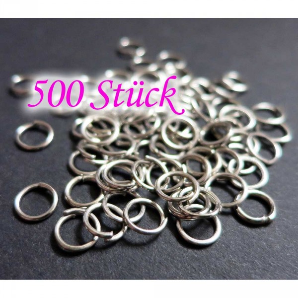 500x Biegering 6mm x 1mm runder Bindering - Schmuckzubehör Biegering - Leisure-Beads DIY