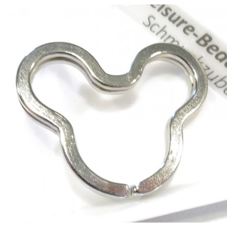 Leisure-Beads - Silberfarben Schlüsselring Maus 38x32mm - Motiv Schlüsselring