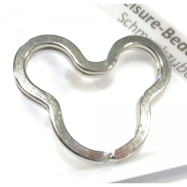 Silberfarben Schlüsselring Maus 38x32mm - Motiv Schlüsselring - Leisure-Beads DIY