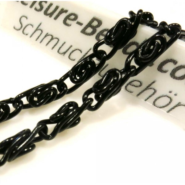 2m schwarze Königskette 9,3x2,9x3,4mm - schwarzes Schmuckzubehör - Leisure-Beads DIY