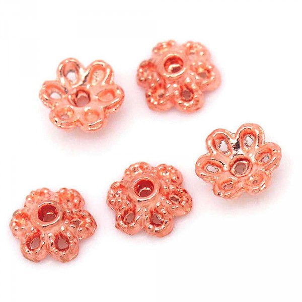10x dunkel rosegoldfarben Perlenkappen 5x2,5mm rosegoldfarben Perlen Kappen - Schmuckzubehör rosegoldfarben Perlenkappe