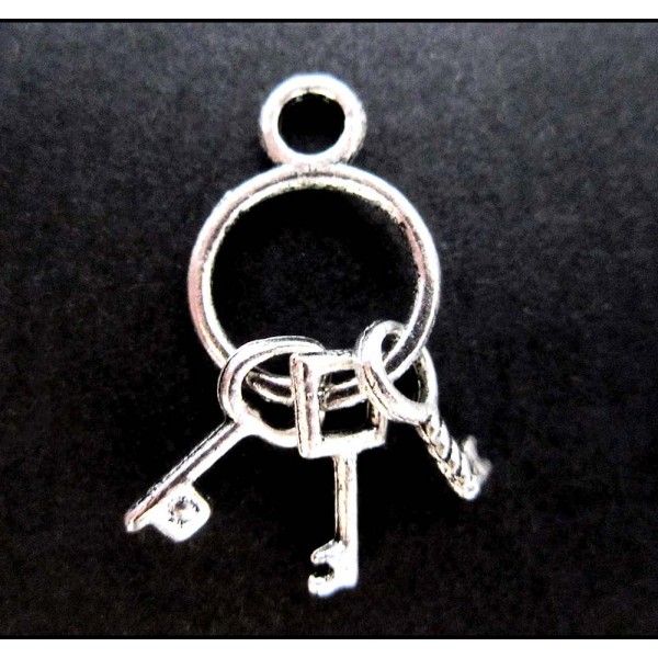 1x hellsilberfarben Schlüsselbund 27x13mm Schmuckanhänger - Schmuckzubehör - Leisure-Beads DIY