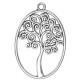 1x ovaler silber Baum Anhänger 40x27mm Schmuckanhänger - Schmuckzubehör