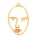 1x KC-goldfarbenes Gesicht Anhänger 41x25mm - Schmuckzubehör