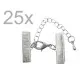 25x 20mm Bandklemme silber Verschluss mit Karabiner und Kette silberfarben - Schmuckzubehör - Leisure-Beads DIY