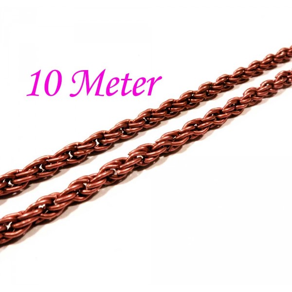 10m kupferfarbene Kette 3mm kupferfarben Kordelkette - Schmuckzubehör - Leisure-Beads DIY