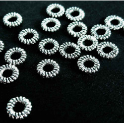 Leisure-Beads - 20x Ring 4,5mm geschlossen rund geriffelt silberfarben - Schmuckzubehör