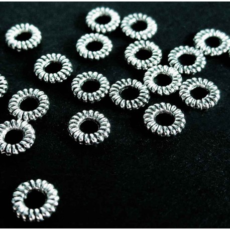 Leisure-Beads - 20x Ring 4,5mm geschlossen rund geriffelt silberfarben - Schmuckzubehör