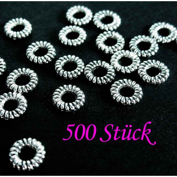 500x silberfarben Ring 4,5mm geschlossen - Schmuckzubehör - Leisure-Beads DIY