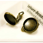 2x bronzefarben Ohrclips 14x16mm zum Bekleben - Schmuckzubehör Ohrclips basteln